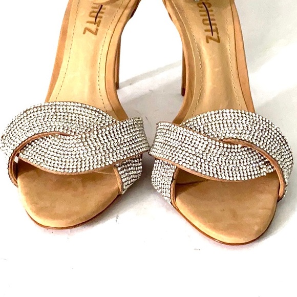 NWT SCHUTZ Jolita Crystal Suede Sandal - Picture 5 of 10